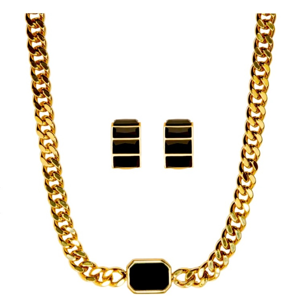NWT short & suite chunky gem choker and hoop set retail $115